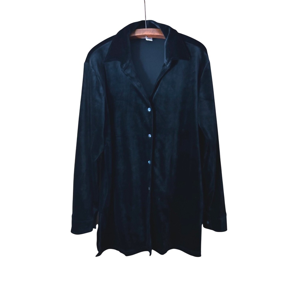 VTG‎ Express Velvet Shirt Size L 90s Y2K Button Down Shacket Witchy Whimsigoth